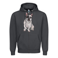 White Black French Bulldog Zipper Hoodie | Teevron
