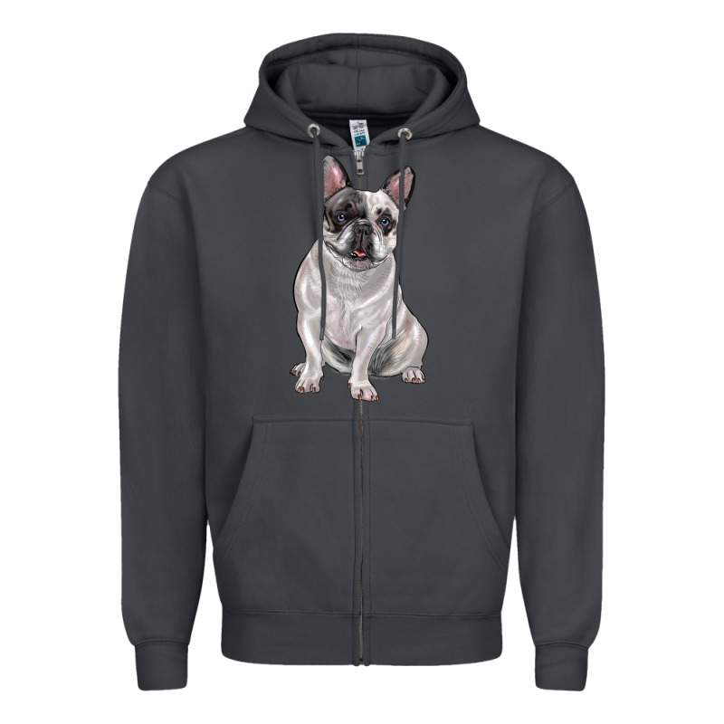 White Black French Bulldog Zipper Hoodie by LillyAllenDesigns | Teevron