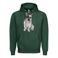Sports Green white black french bulldog Zipper Hoodie - LillyAllenDesigns
