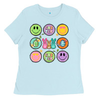 Baby Blue easter day smiley faces Ladies Tee - Artiststas