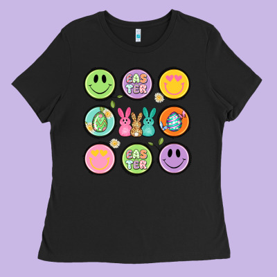 Easter Day Smiley Faces Ladies Tee Designed By Artiststas