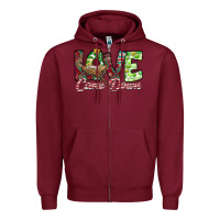 Burgundy Love Came Down Zipper Hoodie - CowhideDigitalArt