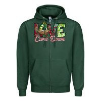 Sports Green Love Came Down Zipper Hoodie - CowhideDigitalArt