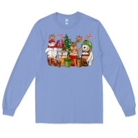 Colony Blue christmas polar bear reindeer and snowman coffee c Long Sleeve Tee - CowGirlArtShop