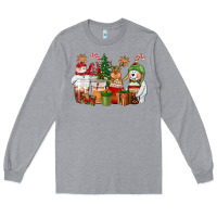 Heather Grey christmas polar bear reindeer and snowman coffee c Long Sleeve Tee - CowGirlArtShop