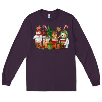 Plum christmas polar bear reindeer and snowman coffee c Long Sleeve Tee - CowGirlArtShop