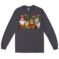 Smoke christmas polar bear reindeer and snowman coffee c Long Sleeve Tee - CowGirlArtShop