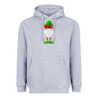 Heather Grey Boss Elf Matching Family Christmas Heavyweight Hoodie - lanVoArt