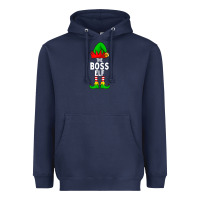 Navy Boss Elf Matching Family Christmas Heavyweight Hoodie - lanVoArt