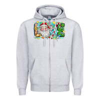 Heather Grey Love Santa Zipper Hoodie - CowhideDigitalArt