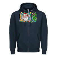 Navy Love Santa Zipper Hoodie - CowhideDigitalArt