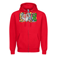 Red Love Santa Zipper Hoodie - CowhideDigitalArt