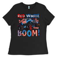 Black red white and boom 4th of july Ladies Tee - Artiststas