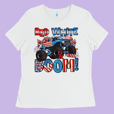 Red White And Boom 4th Of July Ladies Tee Designed By Artiststas