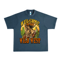 Midnight Navy Welcome to the wild west Cowboy boots Urban Heavy Tee - HowdyJamesFarm