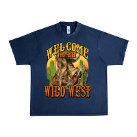 Navy Welcome to the wild west Cowboy boots Urban Heavy Tee - HowdyJamesFarm