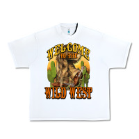 White Welcome to the wild west Cowboy boots Urban Heavy Tee - HowdyJamesFarm