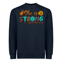 Navy she is strong Heavyweight Sweatshirt - BundleAndBundleShop