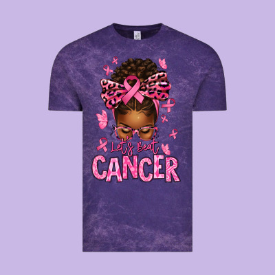 Lets Beat Cancer Afro Messy Bun Vintage Tee Designed By Texasbilliewilder
