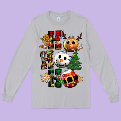Ho Ho Ho Christmas Long Sleeve Tee Designed By Cowgirlartshop