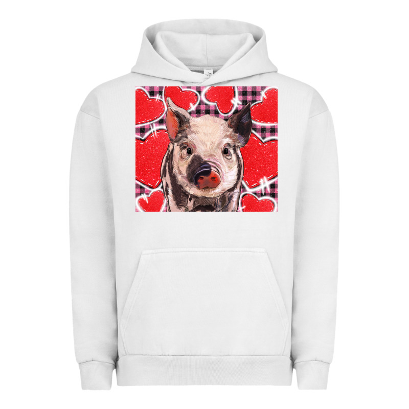 Valentine's Day Glitter Hearts Pig Urban Hoodie by BarkalooDesign | Teevron