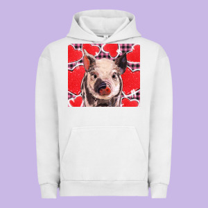 Valentine's Day Glitter Hearts Pig Urban Hoodie Designed By Barkaloodesign