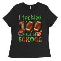 Black i tackled 100 days of school Ladies Tee - Artiststas