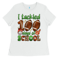 White i tackled 100 days of school Ladies Tee - Artiststas