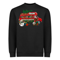 Black christmas santa claus with retro van Heavyweight Sweatshirt - BundleAndBundleShop