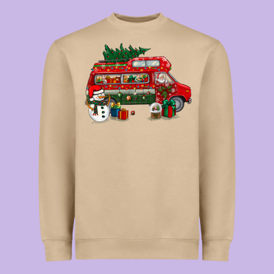 Christmas Santa Claus With Retro Van Heavyweight Sweatshirt Designed By Bundleandbundleshop