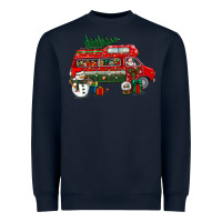 Navy christmas santa claus with retro van Heavyweight Sweatshirt - BundleAndBundleShop
