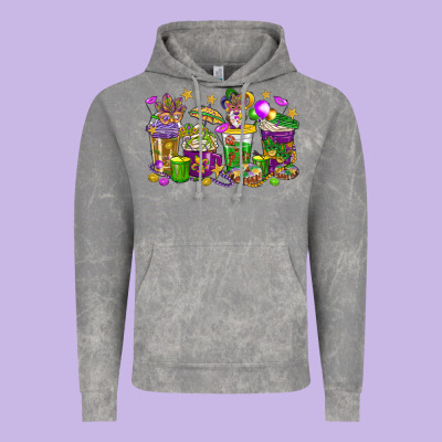 Mardi Gras Coffee Cups Vintage Hoodie Designed By Howdyjamesfarm