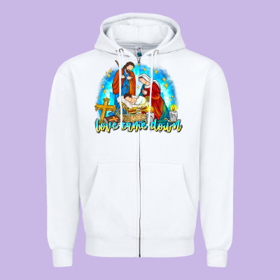 Love Came Down Zipper Hoodie Designed By Cowhidedigitalart