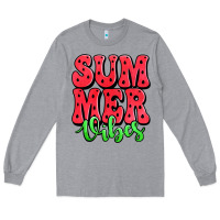 Heather Grey summer vibes watermelon Long Sleeve Tee - Jasminsmagicworld