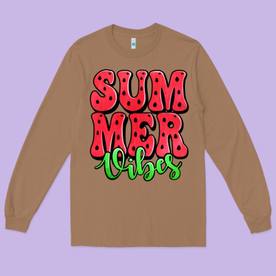 Summer Vibes Watermelon Long Sleeve Tee Designed By Jasminsmagicworld