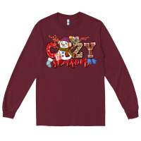 Burgundy cozy season snowman Long Sleeve Tee - CowGirlArtShop