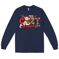 Navy cozy season snowman Long Sleeve Tee - CowGirlArtShop