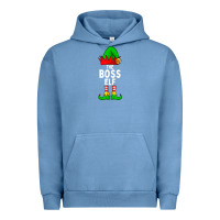 Pigment Pebble Blue Boss Elf Matching Family Christmas Urban Hoodie - lanVoArt