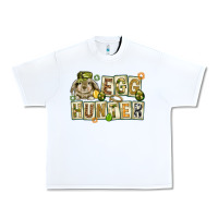 White Egg hunter with plate letters Easter Day Urban Heavy Tee - HowdyJamesFarm