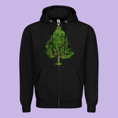 White Pine Tree Illustrations Zipper Hoodie Designed By Lillyallendesigns