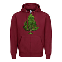 Burgundy White Pine Tree Illustrations Zipper Hoodie - LillyAllenDesigns