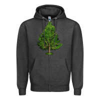 Charcoal Heather White Pine Tree Illustrations Zipper Hoodie - LillyAllenDesigns