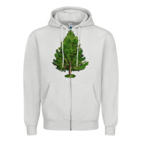Dove Grey White Pine Tree Illustrations Zipper Hoodie - LillyAllenDesigns