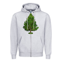 Heather Grey White Pine Tree Illustrations Zipper Hoodie - LillyAllenDesigns