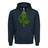 Navy White Pine Tree Illustrations Zipper Hoodie - LillyAllenDesigns