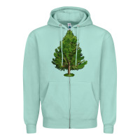 Seafoam White Pine Tree Illustrations Zipper Hoodie - LillyAllenDesigns