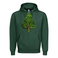 Sports Green White Pine Tree Illustrations Zipper Hoodie - LillyAllenDesigns