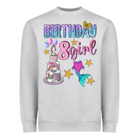 Heather Grey birthday girl 8 Heavyweight Sweatshirt - BundleAndBundleShop