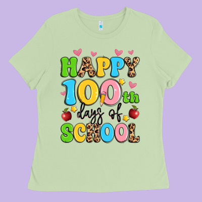 Happy 100 Th Days Of School Ladies Tee Designed By Artiststas