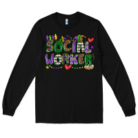 Black social worker mardi gras cowgirl Long Sleeve Tee - CowGirlArtShop
